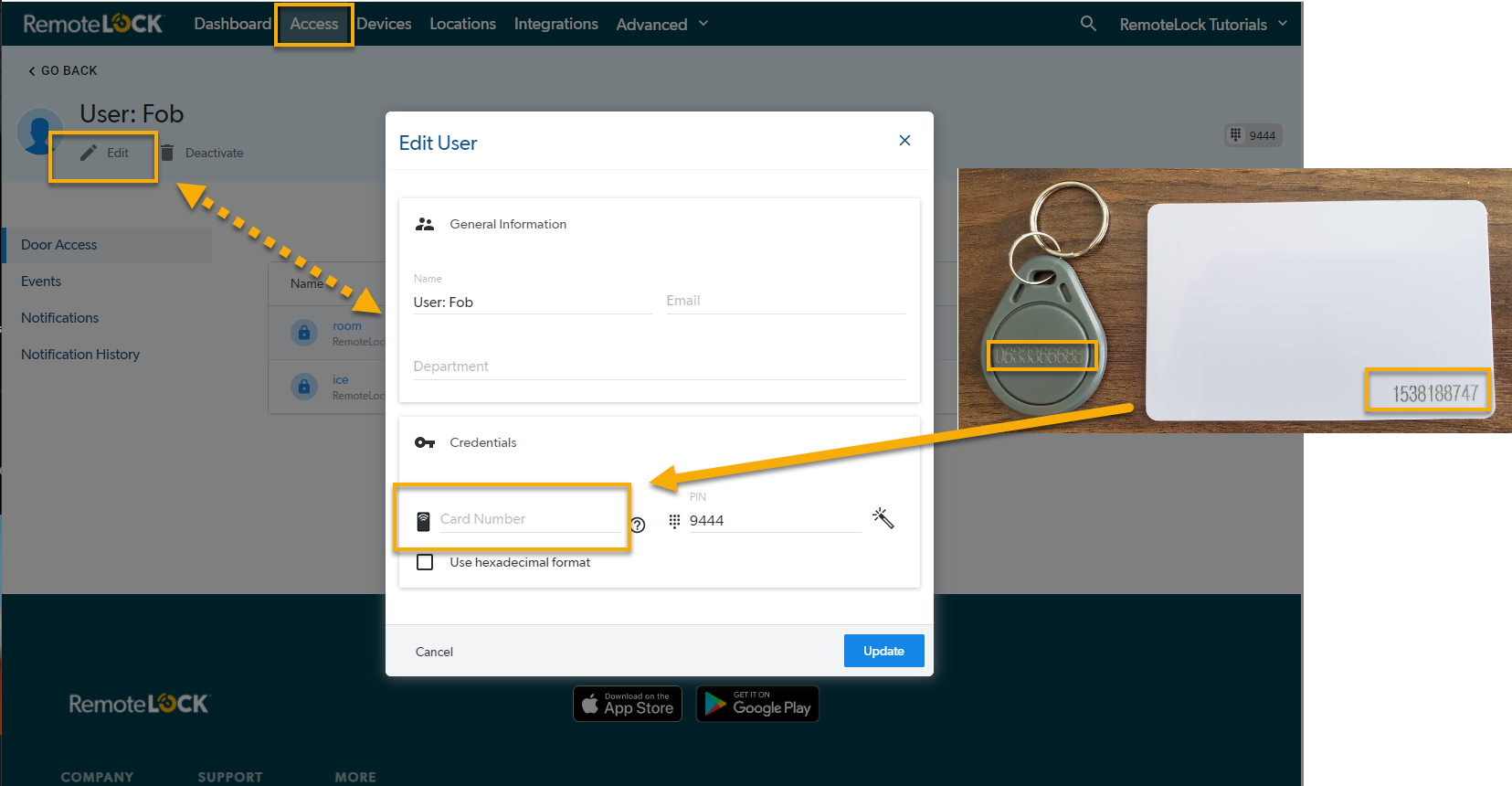 Assigning Cards & Fobs to Access Users
