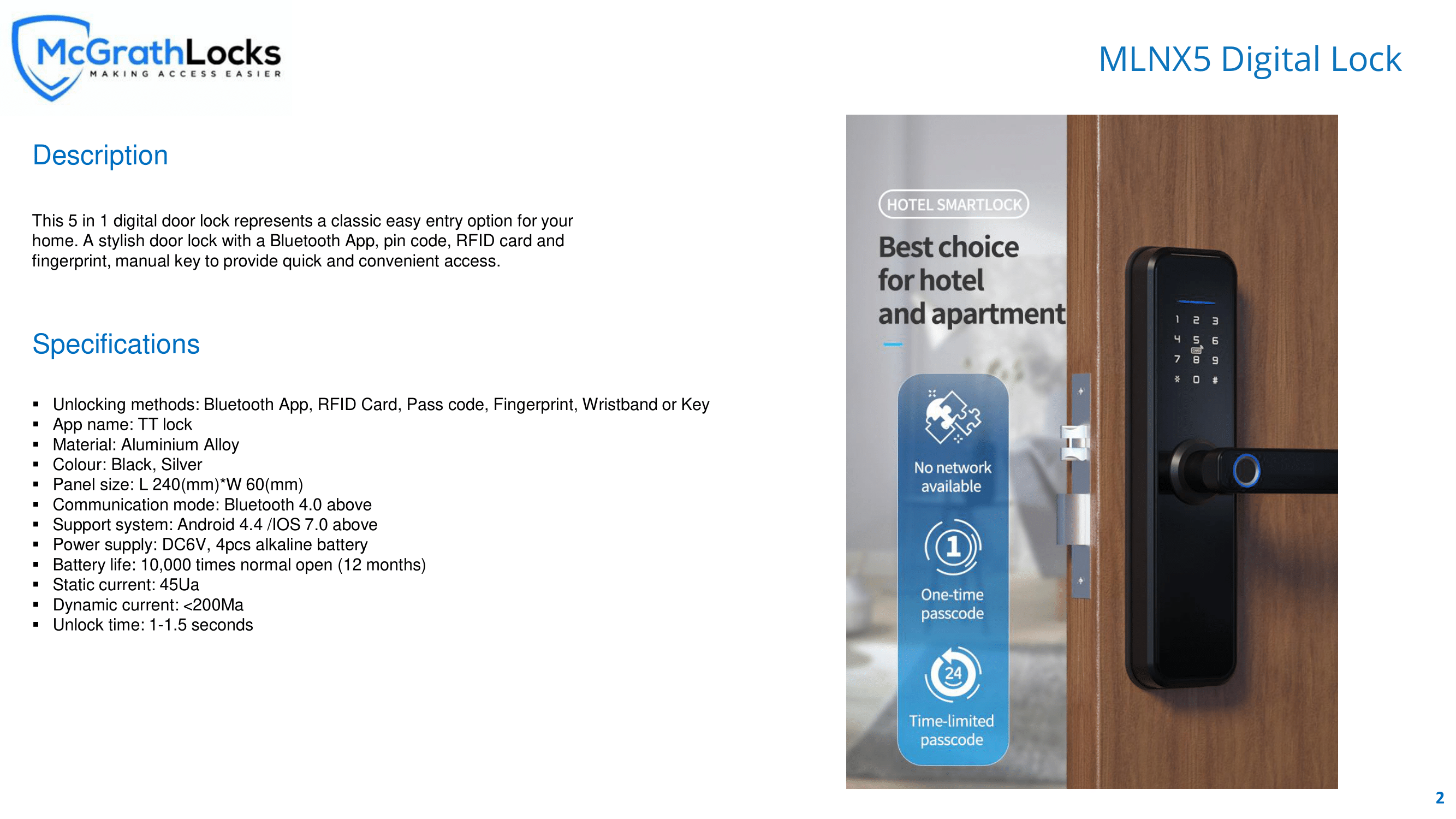 McGrath Locks - NX5: User Manual
