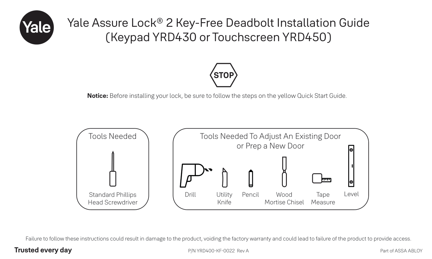 Yale Assure Lock 2 Key-Free Deadbolt Installation Guide