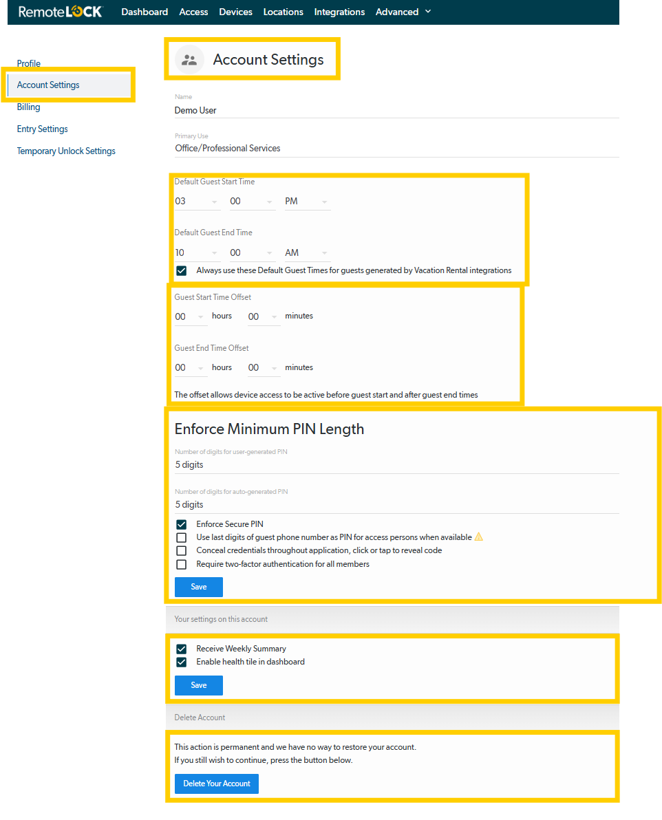 Account Settings