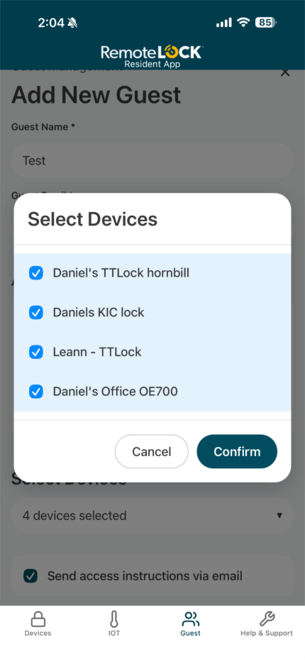RemoteLock Resident App